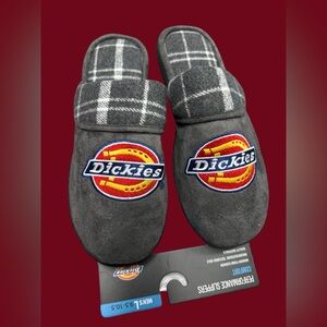 Dickies men’s size large 9.5 10 10.5 slippers gray flannel plaid memory foam new